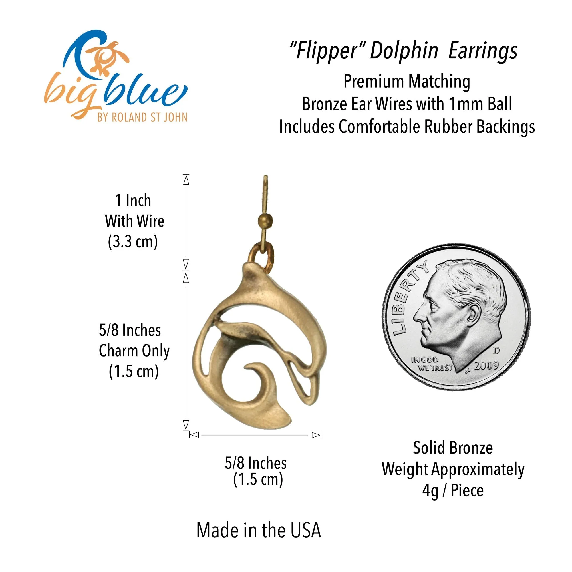 Bronze Dolphin Dangle Drop Earrings- Dolphin Jewelry, Gifts for Dolphin Lovers, Boho Jewelry, Sea Life Jewelry, Gifts For Divers