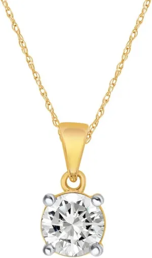 Certified Lab Grown Diamond Necklaces For Women | 1/4-1 Carat Solid 14k Gold Diamond Necklace Accompanied By Adjustable Real Gold Chain | Sparkling GH VS/SI Diamond Jewelry for Women