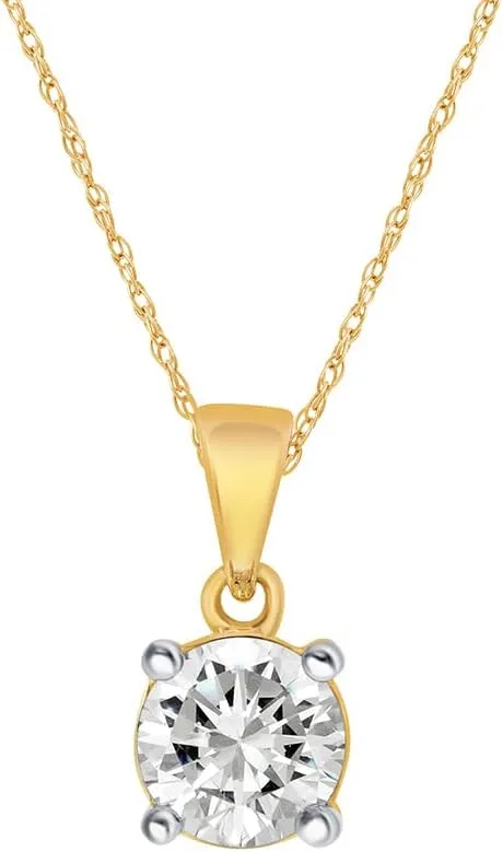 Certified Lab Grown Diamond Necklaces For Women | 1/4-1 Carat Solid 14k Gold Diamond Necklace Accompanied By Adjustable Real Gold Chain | Sparkling GH VS/SI Diamond Jewelry for Women