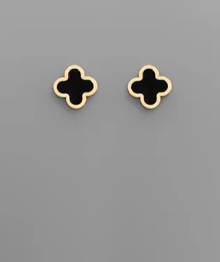 Clover Black Stud Earrings