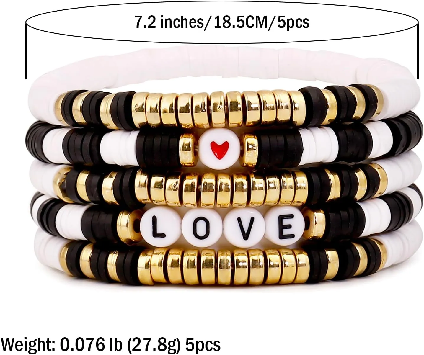 Colorful Lover Outfit Friendship Bracelets Stack For Girls Stackable Layered Heishi Surfer Clay Beaded Stretch Bracelets Accessories For Women Jewelry Set Gift