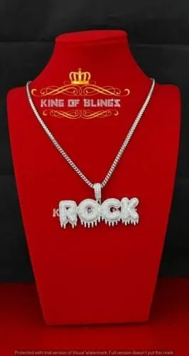 Create Your Own Custom Design in 925 Sterling Silver Dripping ROCK 2.75inch Pendant in Cubic Zirconia