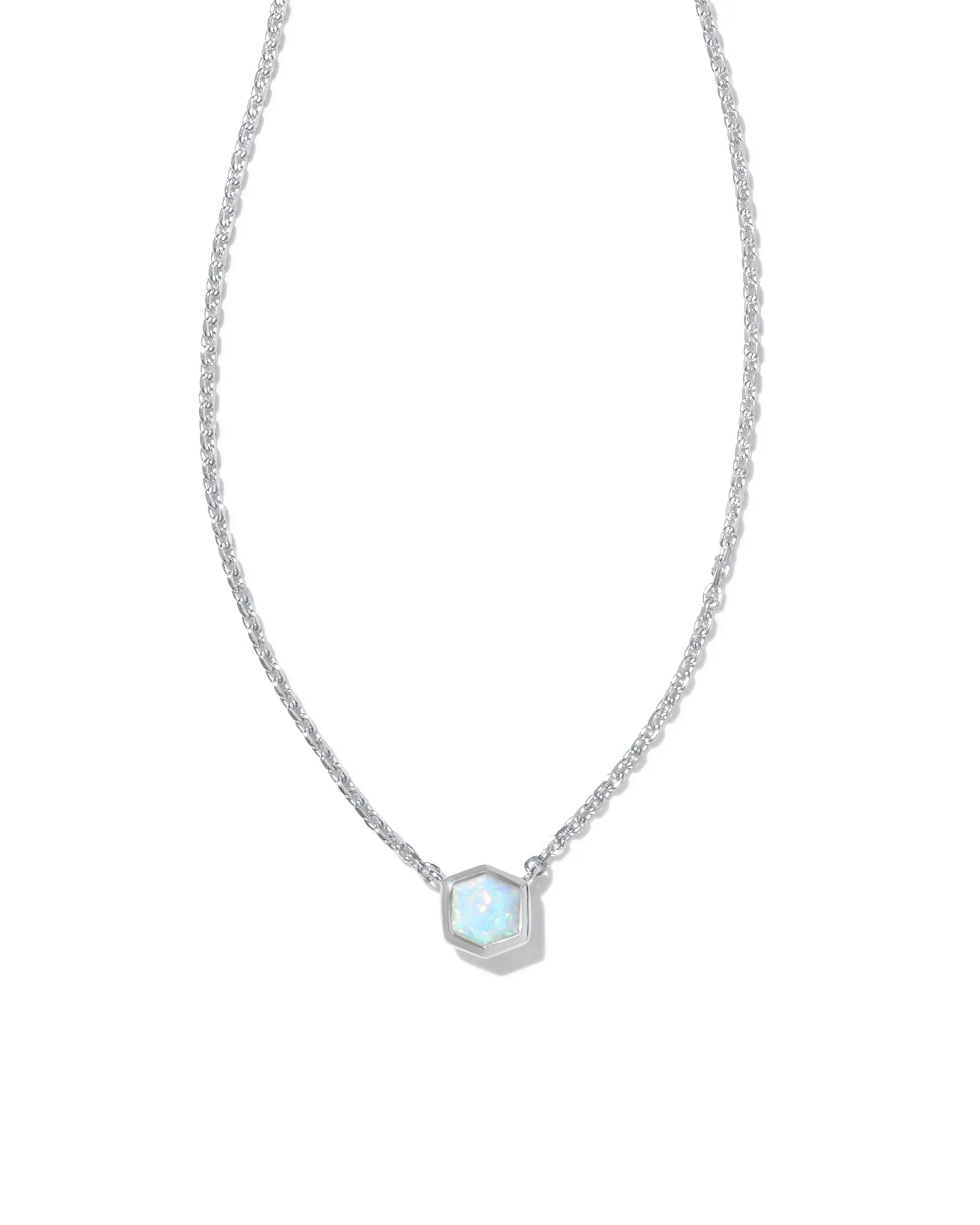 Davie Pendant Necklace - White Kyocera Opal