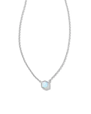 Davie Pendant Necklace - White Kyocera Opal