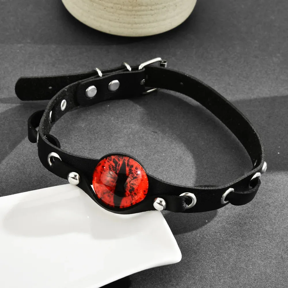 Evil Eyes PU Leather Choker