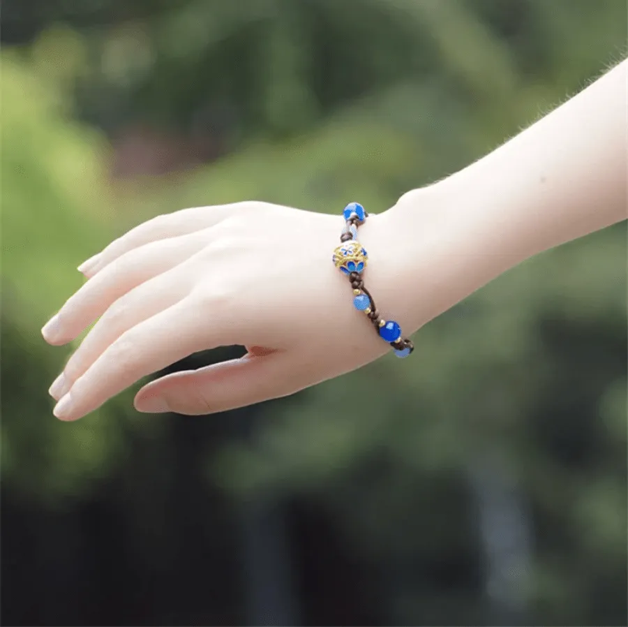 Floral Sphere Handmade Braided Bracelet  -