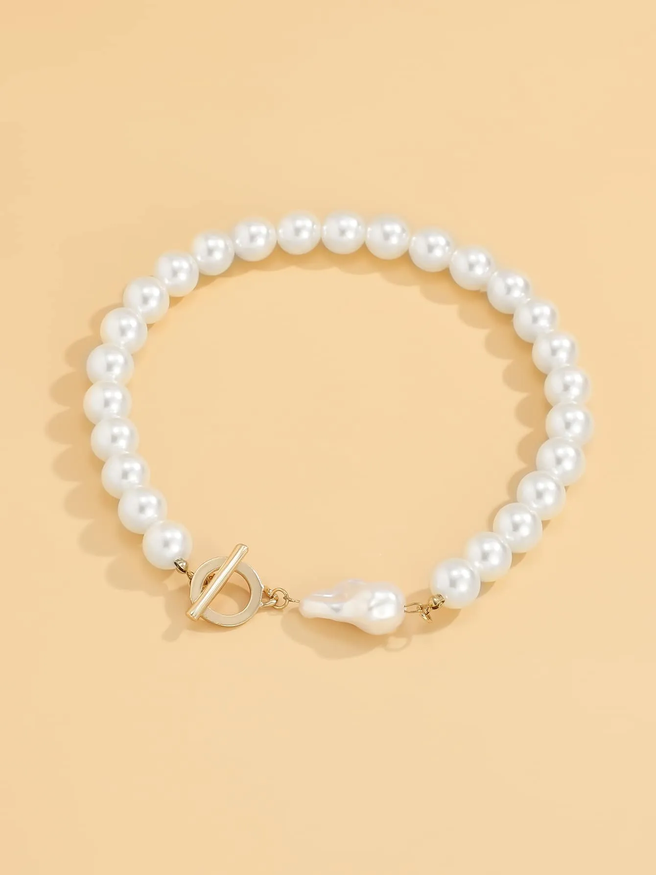 Large Beads Faux Pearl Beaded Necklace for Women Girls Accessories Jewelry Gifts