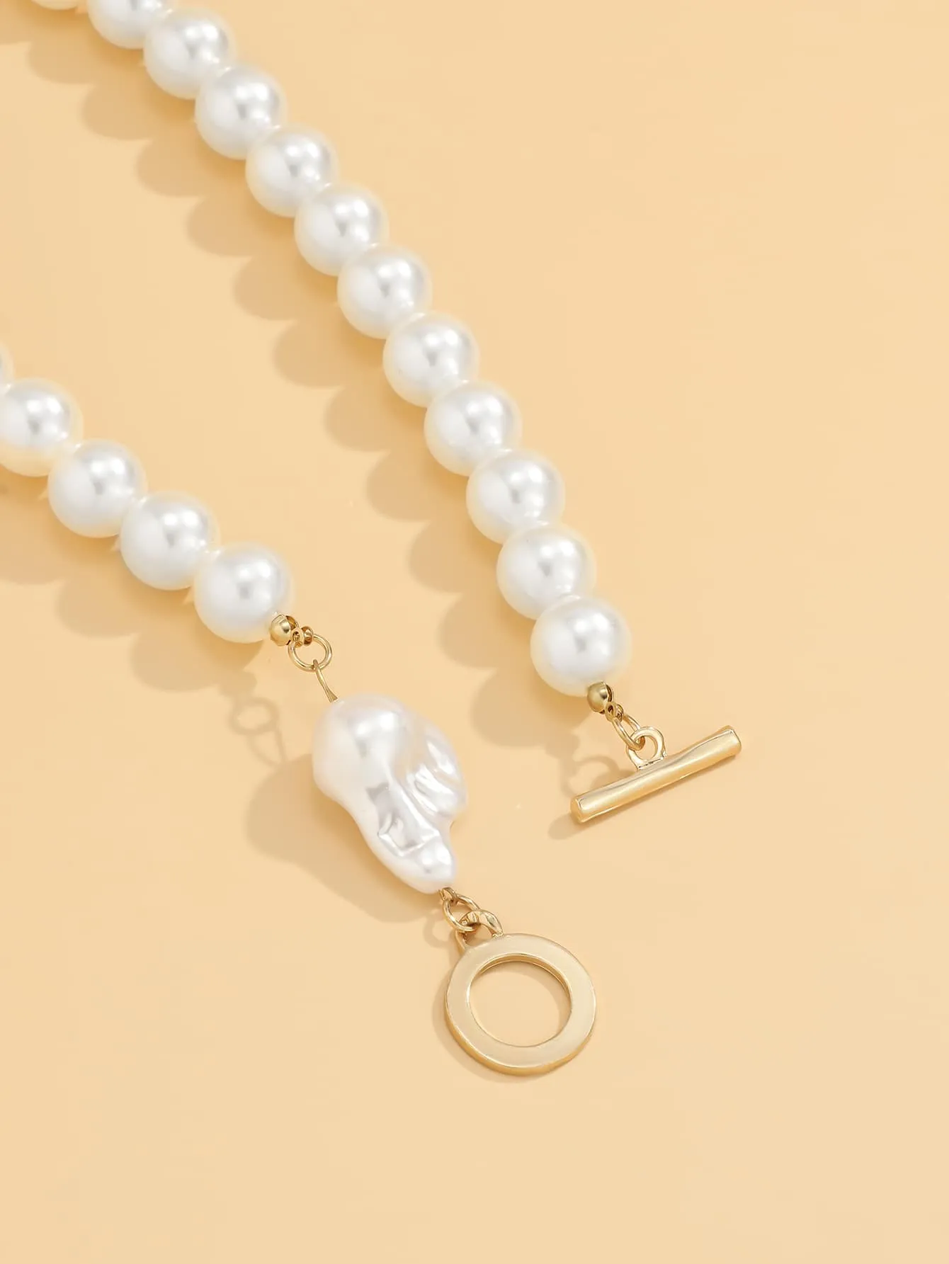 Large Beads Faux Pearl Beaded Necklace for Women Girls Accessories Jewelry Gifts