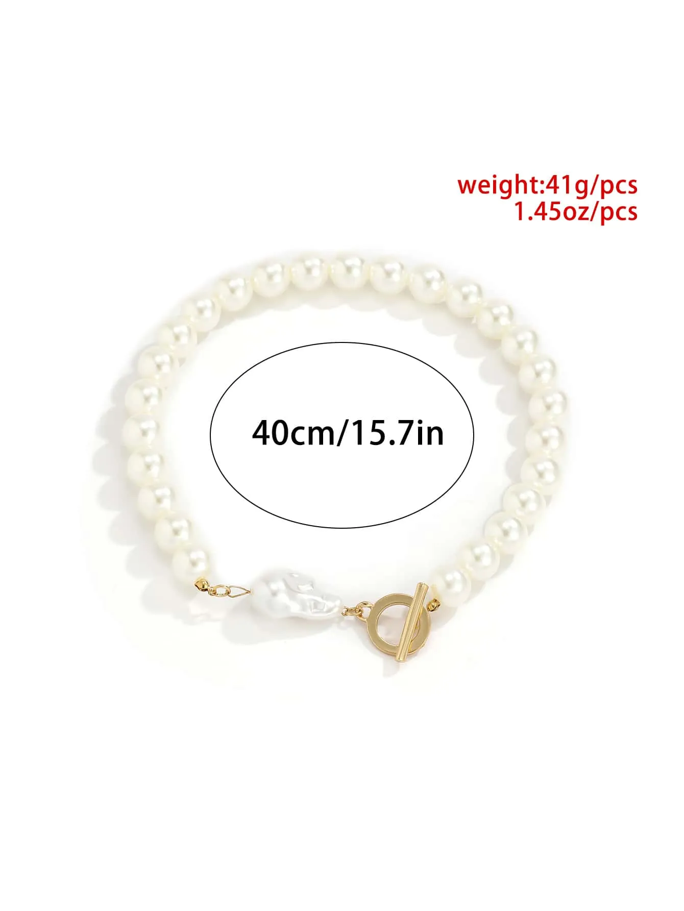 Large Beads Faux Pearl Beaded Necklace for Women Girls Accessories Jewelry Gifts