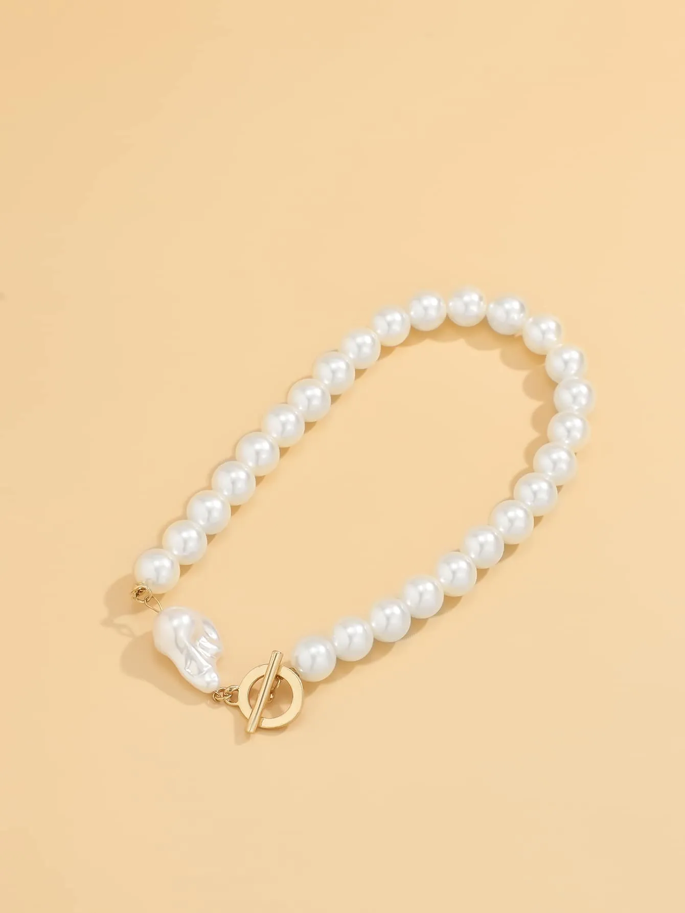 Large Beads Faux Pearl Beaded Necklace for Women Girls Accessories Jewelry Gifts