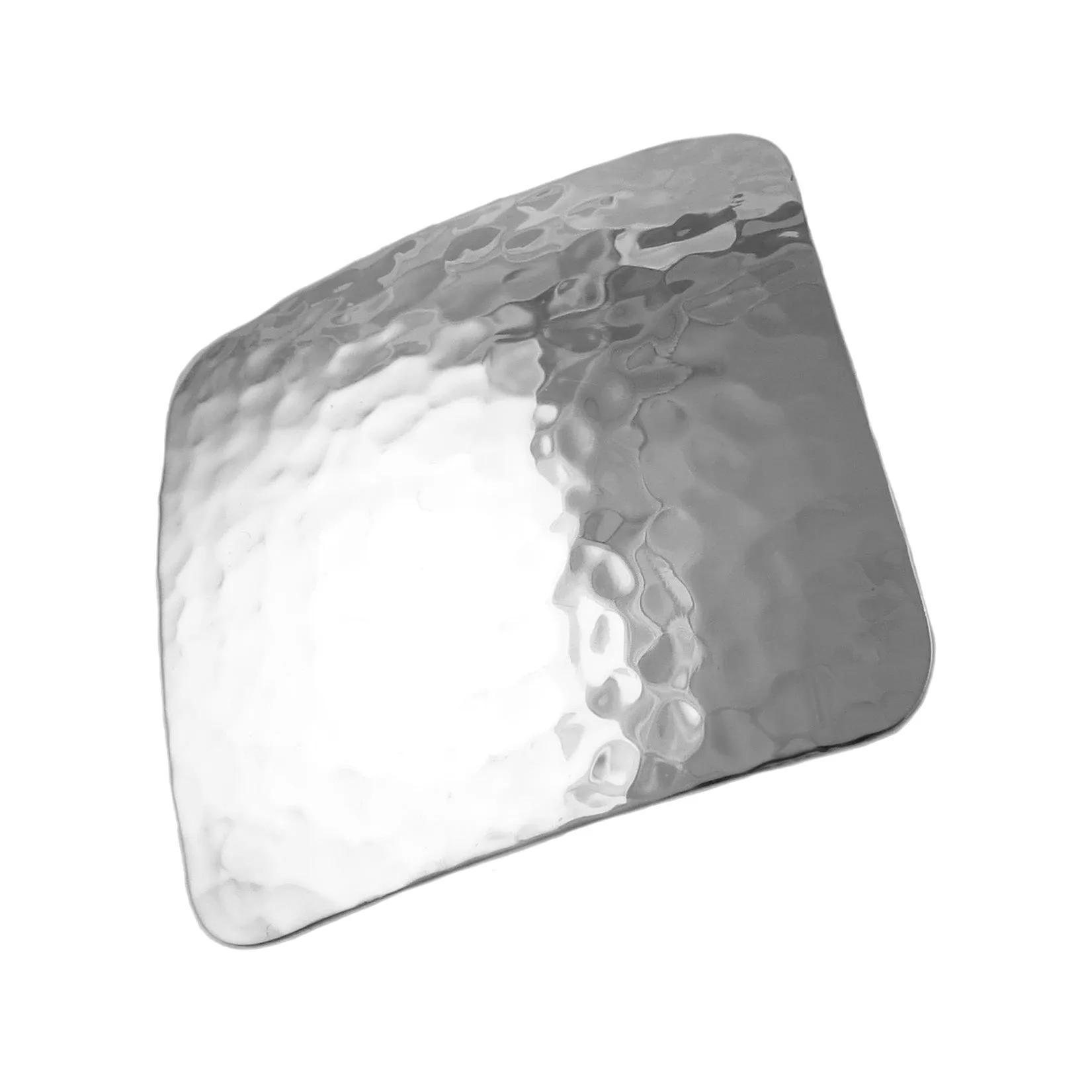 Large Silver Square Hammered Pendant Necklace