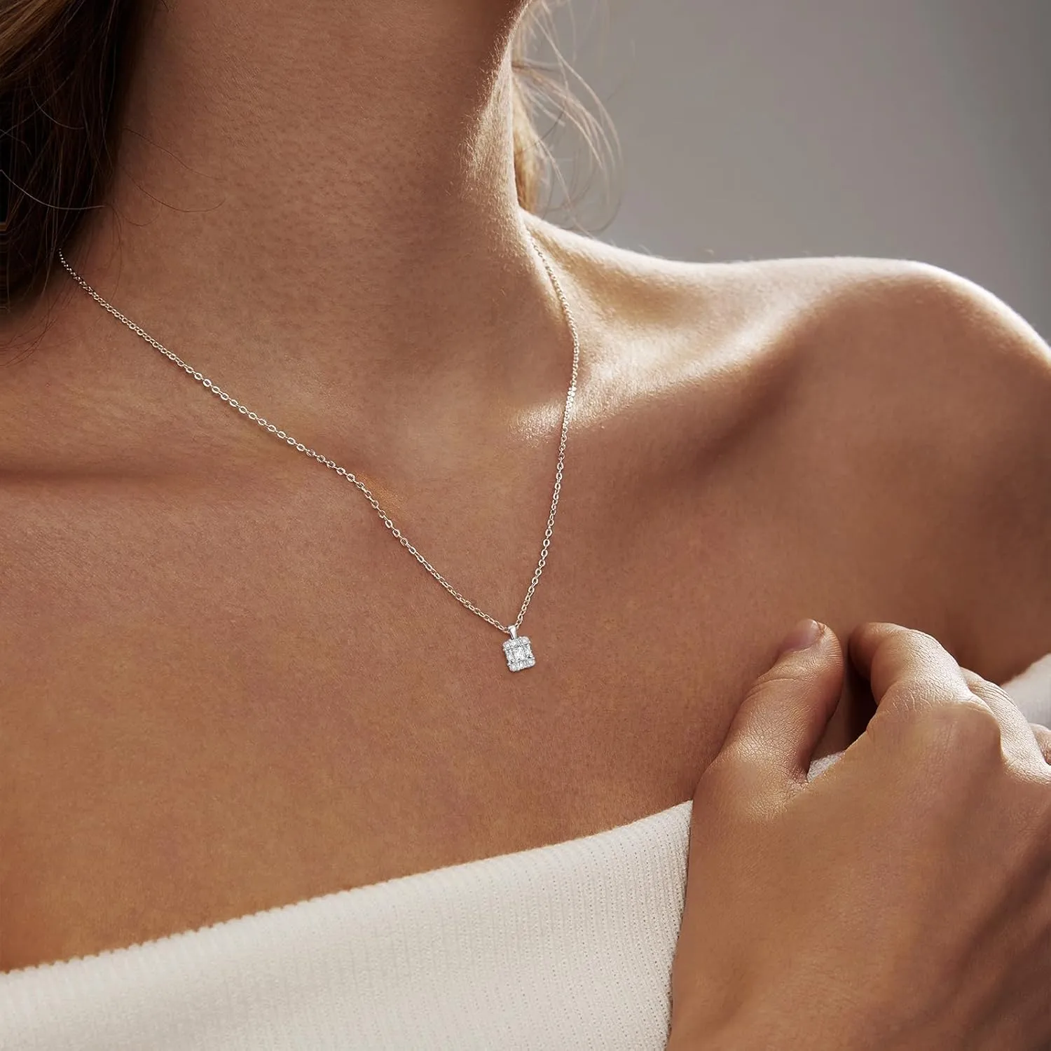 Luxval Diamond Pendant Gold Necklace for WomenDainty 18k Gold Plated Choker Necklaces Simple Gold Jewelry Gifts for Women Girls