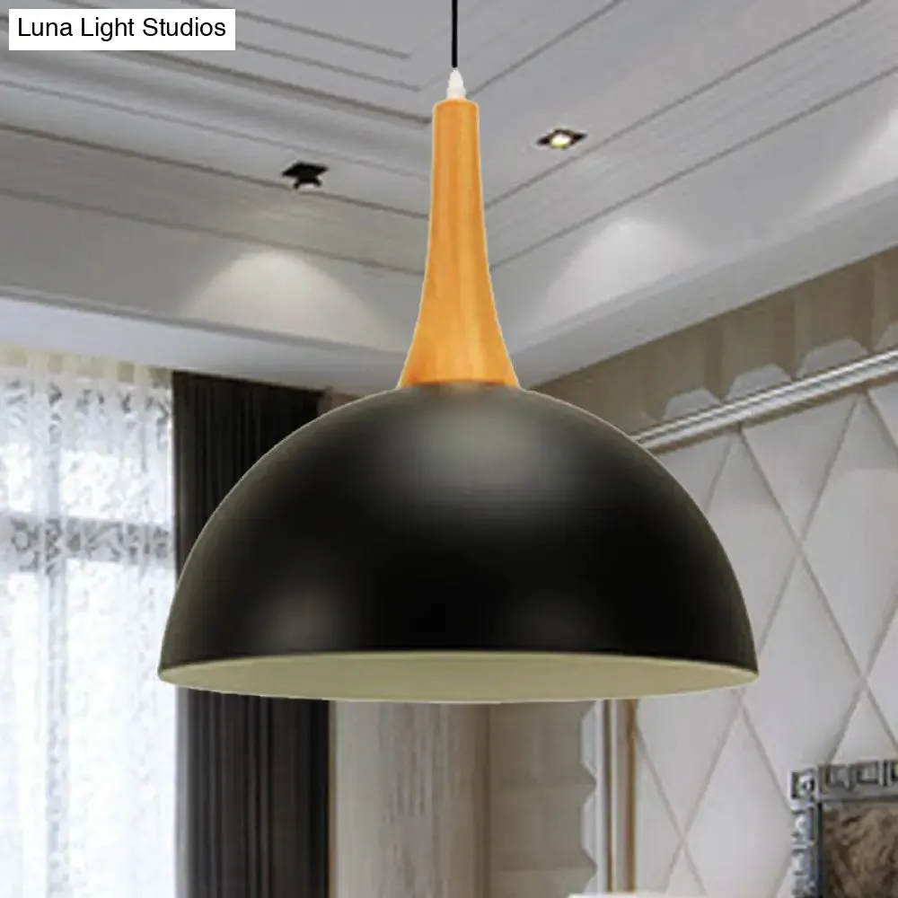 Modern Metal Hanging Lamp: Stylish 1-Light Dome in Black/White - Perfect for Meeting Rooms and Markets