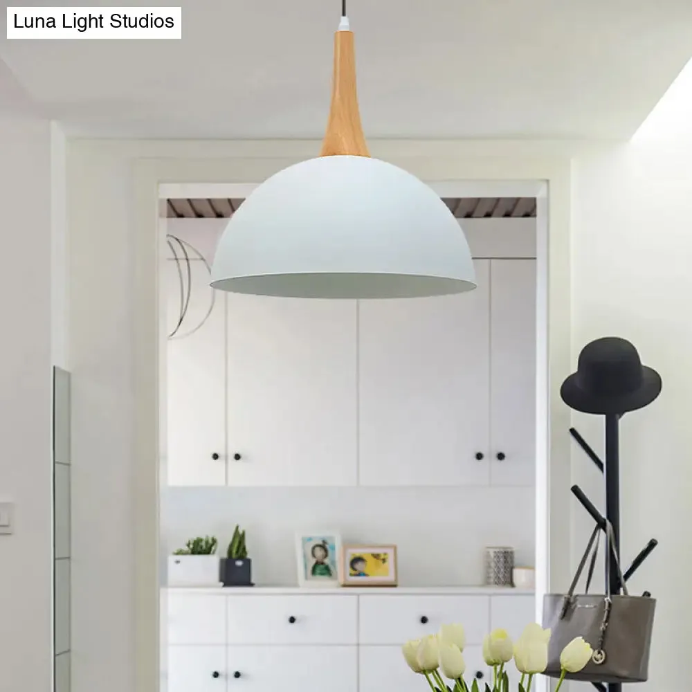 Modern Metal Hanging Lamp: Stylish 1-Light Dome in Black/White - Perfect for Meeting Rooms and Markets