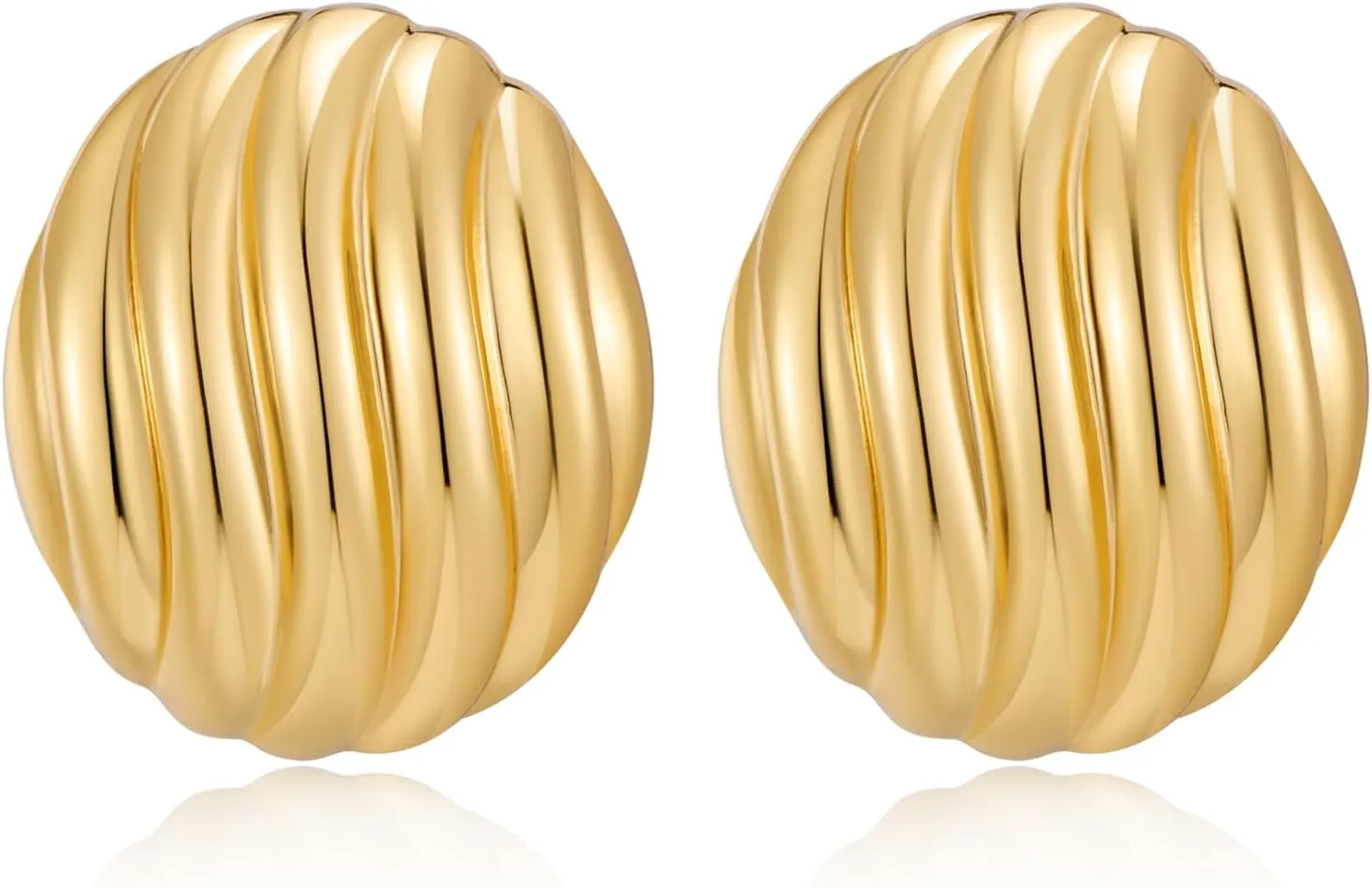 MUYAN Chunky Gold Textured Earrings for Women Trendy Minimalist Large Chunky Studs Fashion Jewelry