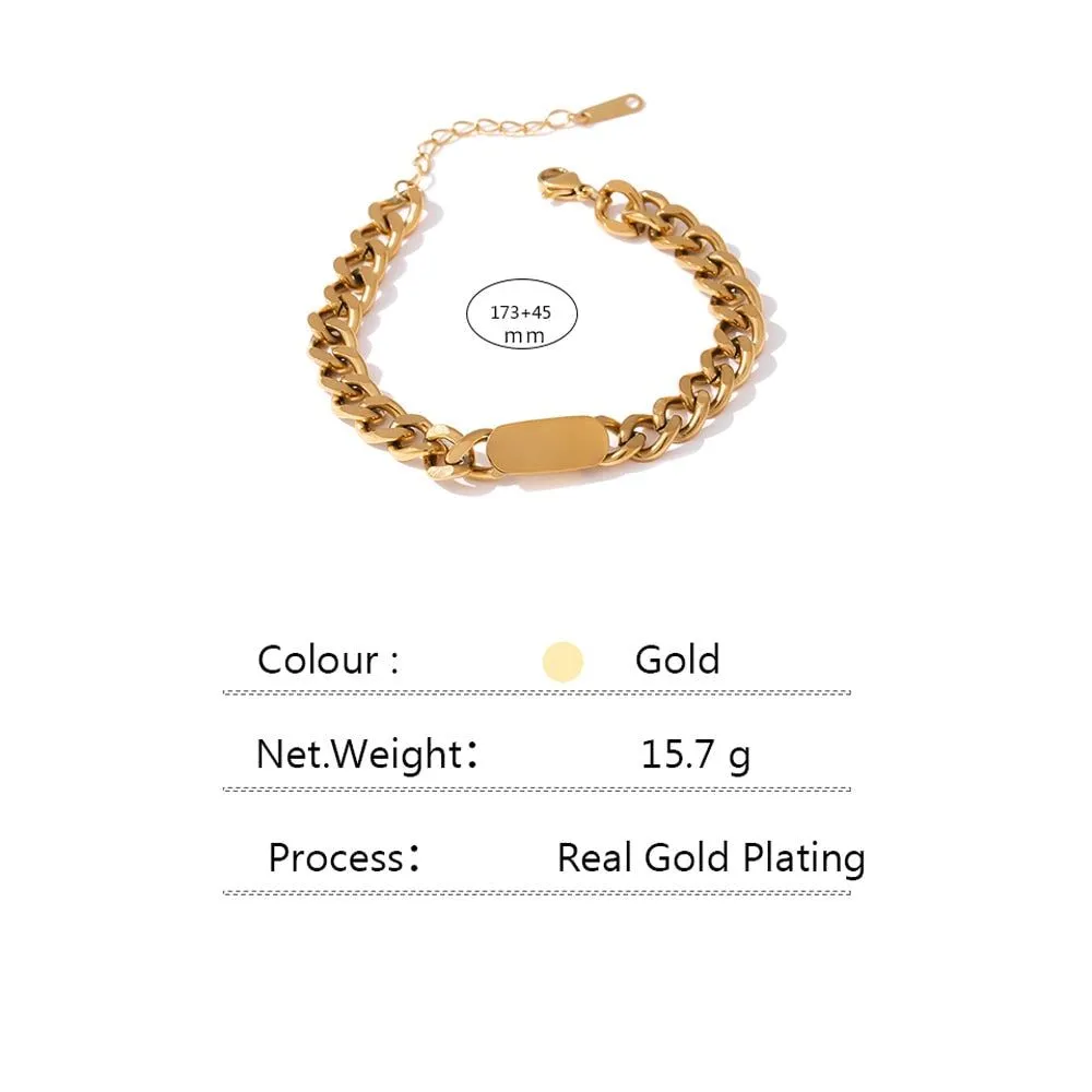 Necklace Bracelet Charm Jewelry Gold Chain Stainless Steel Charm Texture Collar YOS0337