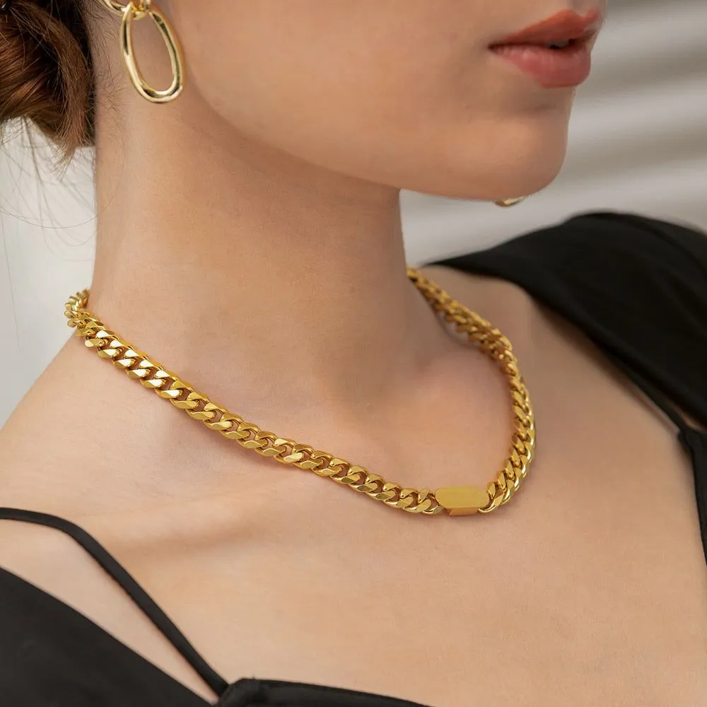 Necklace Bracelet Charm Jewelry Gold Chain Stainless Steel Charm Texture Collar YOS0337