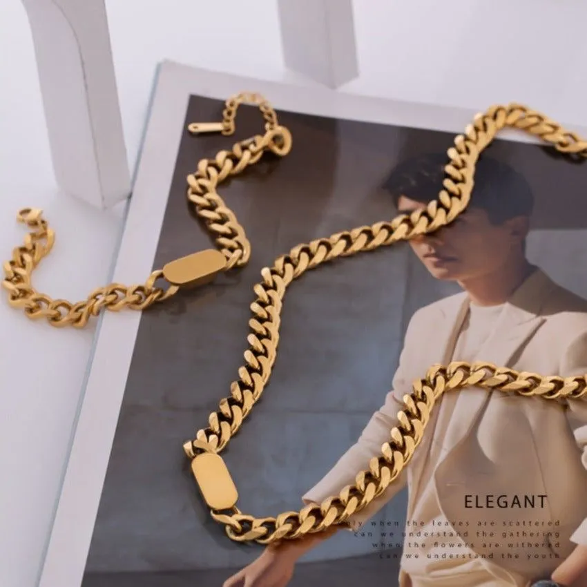 Necklace Bracelet Charm Jewelry Gold Chain Stainless Steel Charm Texture Collar YOS0337