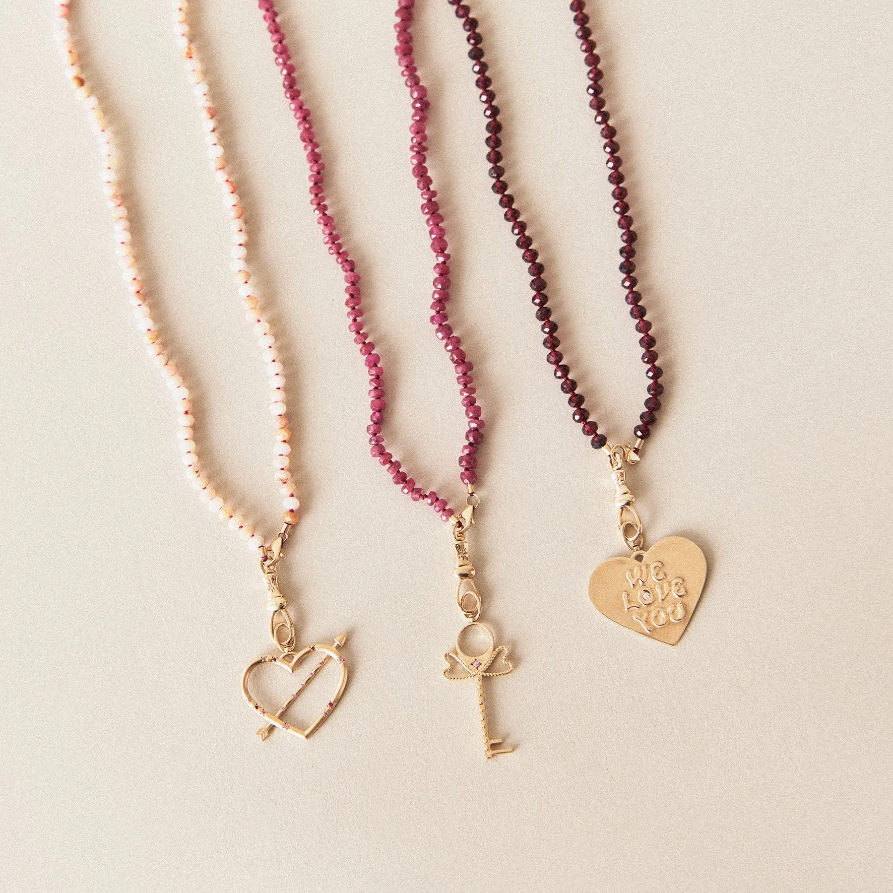 Pink Opal Beaded Mood Necklace (10K Gold)