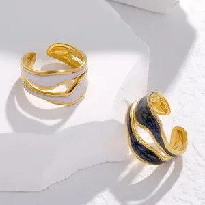 Retro Irregular Double Oil Drip Open Rings
