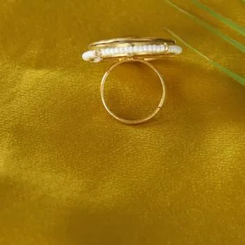 Silver 92.5 Thapa Jadau Ring