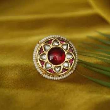 Silver 92.5 Thapa Jadau Ring