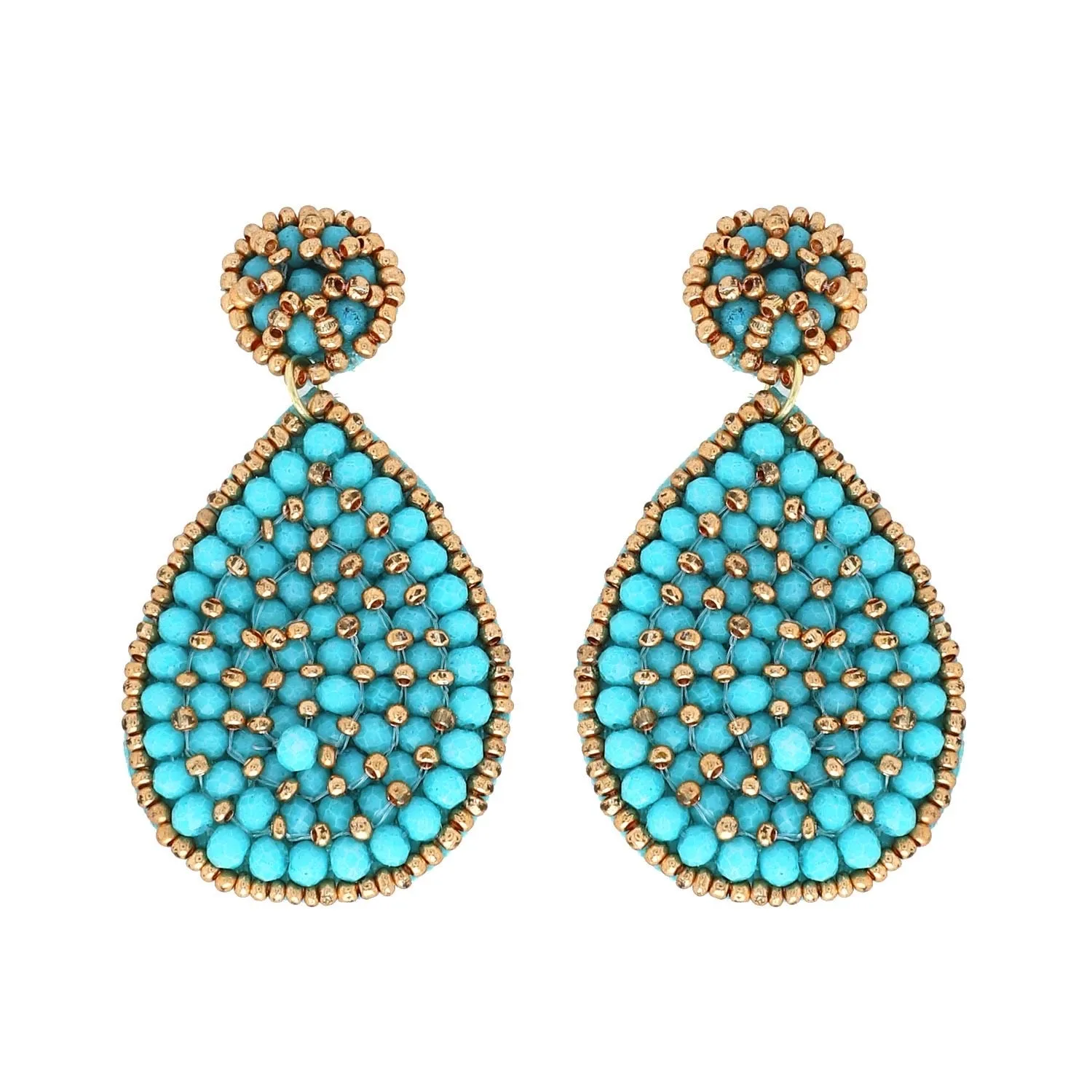 Turquoise Beaded Teardrop Earring