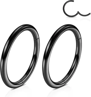 WBRWP 316L Stainless-Steel Hinged Nose Rings Hoop : 20G 18G 16G 14G Womens and Mens Body Pierecing Ring Segment Ring Lip Rings Nose Helix Cartilage Rook EarringsDiameter 6mm 8mm 10mm 12mm